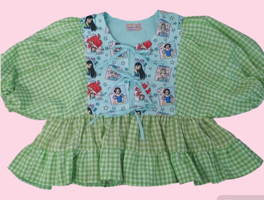 Green Gingham Princess top (size M-L)