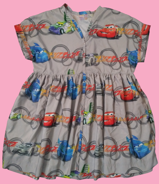 Grey Cars dress (size XL-2X)