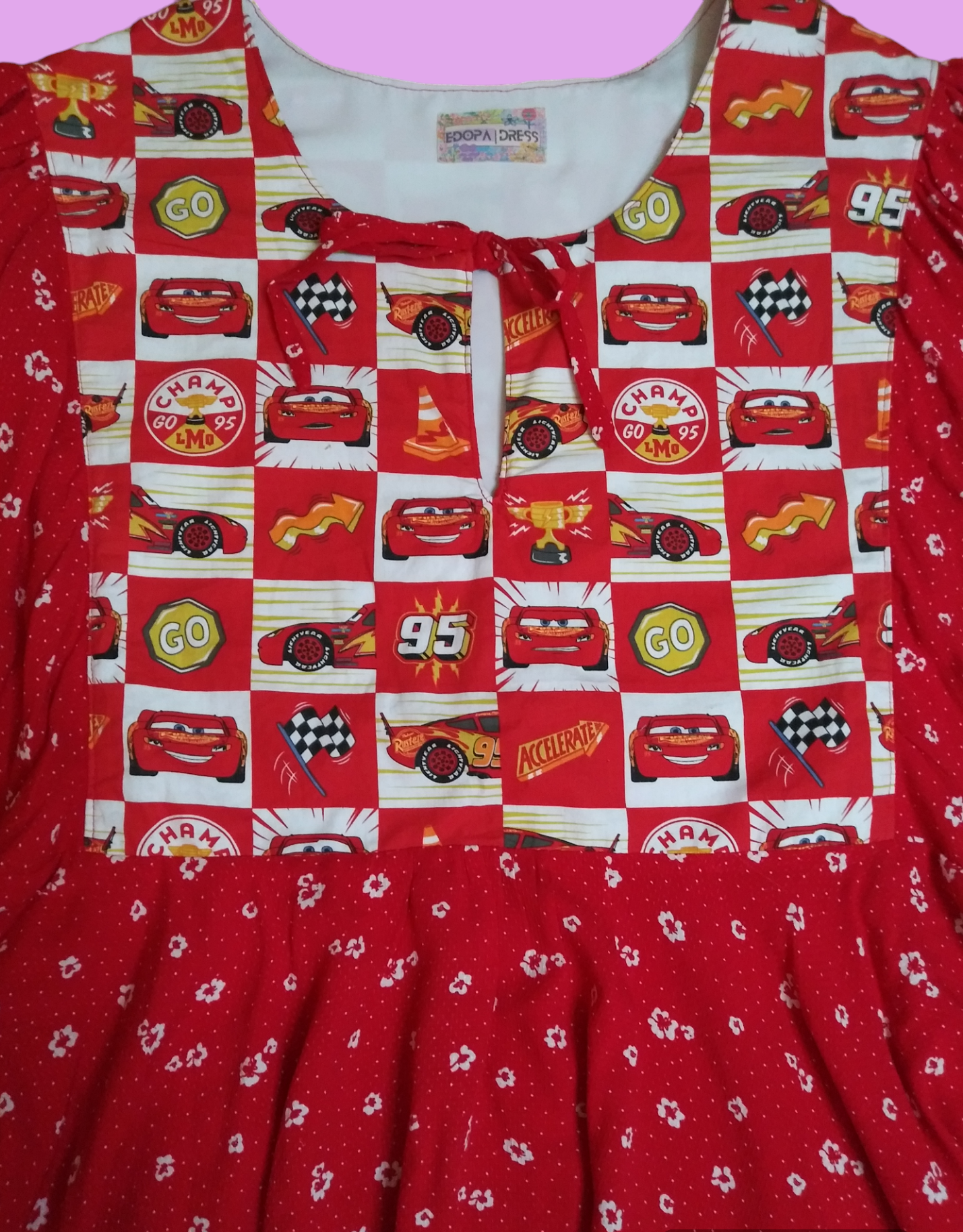 Red floral Lightening Mcqueen dress (size 2X-3X)